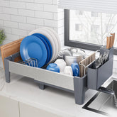 Urackify bandeja de secado extensible con extensión para más platos y vasos.
