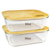 Urban Green: conjunto de vidrio 50 oz con tapa de bambú, almacenamiento seguro de alimentos.