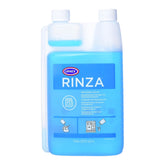 Urnex Rinza con botella de dos cámaras y medidor para dosis precisas.