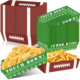 Bandejas de papel UROINEPA con tema futbol para fiestas, ideales para servir snacks.