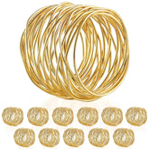URWOOW anillos-servilletero oro con malla espiral, perfectos para una mesa elegante.