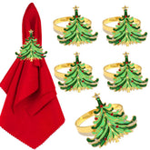 Usukusi arbol Navidad anillo servilleta: adorno festivo para una mesa elegante.