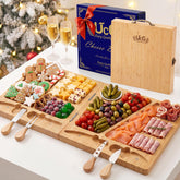 UTCQ tabla de quesos bambú plegable con cuchillos para presentaciones elegantes