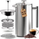 Prensa Francesa Utopia Kitchen en acero 304, mantiene el café caliente y sabroso.