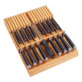 Organizador Utoplike para cajón de cuchillos en bambú Moso, acceso rápido y ordenado.