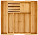 Organizador de cajón VaeFae en bambú para cubiertos, mantiene ordenados los utensilios diarios.