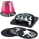 Valdivia posavasos vinilo retro con portadisco en mesa, ideal para decorar con estilo.
