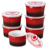 Ramekins Vancasso de 8 oz con tapa y marcador de fechas para frescura.