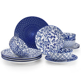 Tazón de cereal Vancasso SELENE en cerámica azul y blanco, apto para microondas y lavavajillas.