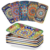 Vancasso Simi: plato rectangular bohemio floral para ensaladas y presentaciones elegantes.