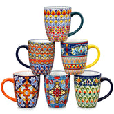 Taza Vancasso SIMI 16 oz con asa, diseño bohemio, ideal para café con leche.