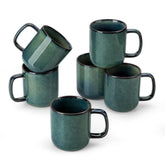 Taza Vancasso STARRY 12oz verde, primer plano, ideal para café diario.