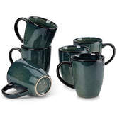 Tazas Vancasso Starry de cerámica verde con vidriado reactivo, ideales para café y leche