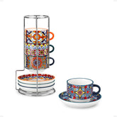 Tazas espresso vancasso bohemias con diseño colorido para una experiencia de café.