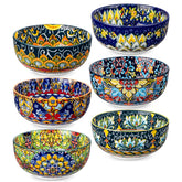 Tazones para cereal Vancasso con diseño bohemio interior y exterior, ideales para desayunos coloridos.