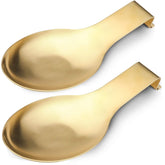 VanlonPro reposacucharas en acero inoxidable dorado, dos piezas, para ordenar utensilios