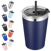 VEGOND 12oz tumbler con tapa y pajilla, ideal para beber sin derrames en casa o viaje.