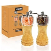VEIZIBEE molinillo de sal y pimienta de 6 pulgadas con madera elegante para la cocina