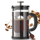 Prensa Francesa Veken con vidrio borosilicato resistente, ideal para café caliente.