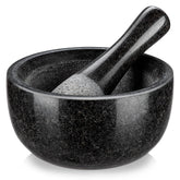 Velaze mortero de granito 580 ml, frontal: ideal para moler hierbas frescas.