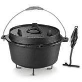 Olla Velaze de hierro con tapa para camping, retiene calor para comidas sabrosas.