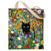 VeloKomo bolsa tote gato negro con florales, perfecto para un look artístico diario