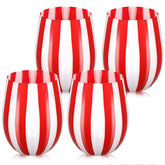 Copa Vesici sin tallo con diseño Bastón de Caramelo rojo y blanco, ideal para brindis festivos.