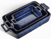 Bandejas VICRAYS cerámicas rectangulares azules, conjunto de tres para hornear y servir