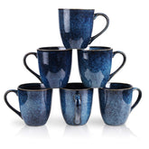 Vicrays tazas azul glaseado con asa frontal, sensación elegante para café matutino.
