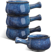 Vicrays tazones sopa cebolla Francesa con asas azul, perfectos para porciones calientes