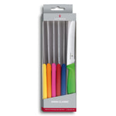 Victorinox Swiss Classic set de 6 cuchillos para tomate y mesa, colores vivos.