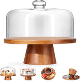 VIVIRBIEN soporte tarta de madera con tapa de vidrio, exhibe postres con elegancia