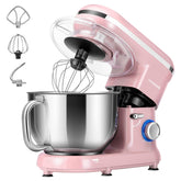 Batidora de pie VIVOHOME rosa con tazón de 6 qt para masas grandes.