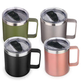 Volhoply taza de café de 14 onzas con doble pared y tapa para mantener caliente