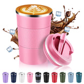 Volhoply taza de viaje 13 oz en rosa, cuerpo de acero inoxidable para bebidas calientes
