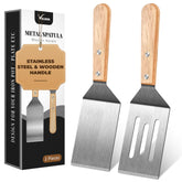 Volikos espátula inox doble piezas rajada para voltear y servir con facilidad.
