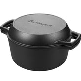 VORRINGARD olla doble de hierro forjado vista frontal con calor uniforme.