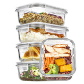 Vtopmart 5pack contenedores vidrio 22oz con tapas herméticas para almacenamiento seguro.
