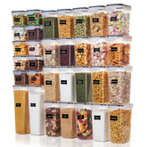 Vtopmart contenedores de alimentos herméticos, juego de 32 piezas para una despensa organizada.