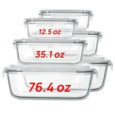 Conjunto de 6 contenedores de vidrio Vtopmart, gran capacidad para almacenar porciones diarias.