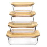 Vtopmart contenedores de vidrio para almuerzo con tapas de bambú, fáciles de transportar.