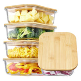 Conjunto Vtopmart de 5 contenedores de vidrio 35 onzas con tapas de bambú para organización.