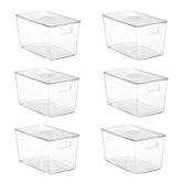 Vtopmart seis-pack cajas transparentes con tapas para ver contenido y organizar la despensa.