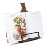 VYNOPA soporte-libro-cocina-madera-ajustable: lectura clara de recetas.