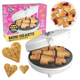 Waffle Wow mini corazones frente al producto, ideal para desayunos románticos.