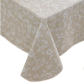 Walrus cubre mesa vinilo pesado con franela beige floral; protege contra manchas y salpicaduras.