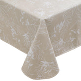 Mantel Walrus vinilo duradero, rectangular beige con hojas, protege la mesa con estilo.