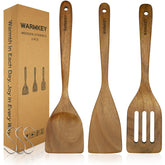 WARMKEY espátula de acacia plana, suave para superficies antiadherentes