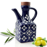 WBXZIXN dispensador de aceite cerámico azul con asa, ideal para dosis precisa en la mesa