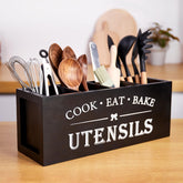 WDT Tool porta-utensilios cocina redondo grande con base de madera, organización elegante